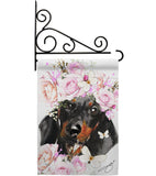 Dachshund Floral - Pets Nature Vertical Impressions Decorative Flags HG110132 Made In USA