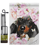 Dachshund Floral - Pets Nature Vertical Impressions Decorative Flags HG110132 Made In USA