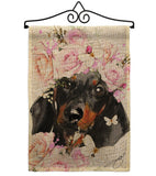 Dachshund Floral - Pets Nature Vertical Impressions Decorative Flags HG110132 Made In USA