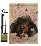 Dachshund Floral - Pets Nature Vertical Impressions Decorative Flags HG110132 Made In USA