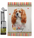 Cavalier King Spaniel Happiness - Pets Nature Vertical Impressions Decorative Flags HG110164 Made In USA