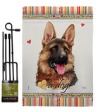 German Shepherd Happiness - Pets Nature Vertical Impressions Decorative Flags HG110190 Made In USA