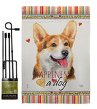 Pembroke Welsh Corgi Happiness - Pets Nature Vertical Impressions Decorative Flags HG110202 Made In USA