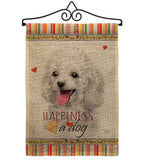 White Poodle Happiness - Pets Nature Vertical Impressions Decorative Flags HG110208 Made In USA