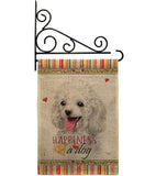 White Poodle Happiness - Pets Nature Vertical Impressions Decorative Flags HG110208 Made In USA