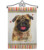 Pug Happiness - Pets Nature Vertical Impressions Decorative Flags HG110210 Made In USA