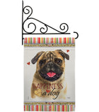 Pug Happiness - Pets Nature Vertical Impressions Decorative Flags HG110210 Made In USA