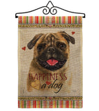 Pug Happiness - Pets Nature Vertical Impressions Decorative Flags HG110210 Made In USA