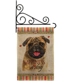 Pug Happiness - Pets Nature Vertical Impressions Decorative Flags HG110210 Made In USA
