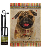 Pug Happiness - Pets Nature Vertical Impressions Decorative Flags HG110210 Made In USA