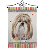 Shih Tzu Happiness - Pets Nature Vertical Impressions Decorative Flags HG110218 Made In USA