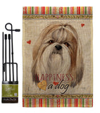 Shih Tzu Happiness - Pets Nature Vertical Impressions Decorative Flags HG110218 Made In USA