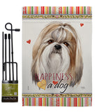 Shih Tzu Happiness - Pets Nature Vertical Impressions Decorative Flags HG110218 Made In USA