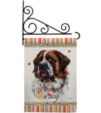 St. Bernard Dog Happiness - Pets Nature Vertical Impressions Decorative Flags HG110226 Made In USA