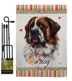 St. Bernard Dog Happiness - Pets Nature Vertical Impressions Decorative Flags HG110226 Made In USA