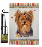 Yorkie Happiness - Pets Nature Vertical Impressions Decorative Flags HG110235 Made In USA