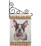 Gray Boston Terrier Happiness - Pets Nature Vertical Impressions Decorative Flags HG110242 Made In USA