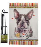 Gray Boston Terrier Happiness - Pets Nature Vertical Impressions Decorative Flags HG110242 Made In USA