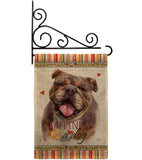 Chocolate Bulldog Happiness - Pets Nature Vertical Impressions Decorative Flags HG110244 Made In USA