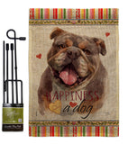 Chocolate Bulldog Happiness - Pets Nature Vertical Impressions Decorative Flags HG110244 Made In USA