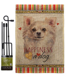 White Chihuahua Happiness - Pets Nature Vertical Impressions Decorative Flags HG110247 Made In USA