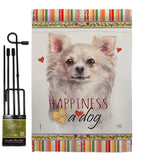 White Chihuahua Happiness - Pets Nature Vertical Impressions Decorative Flags HG110247 Made In USA