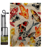 Koi Water Garden - Sea Animals Nature Vertical Impressions Decorative Flags HG130337 Made In USA
