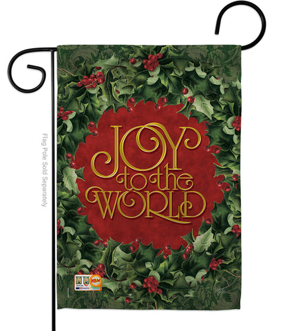 Joy To The World Wreath - Winter Wonderland Winter Vertical Impressions Decorative Flags HG114136 Made In USA