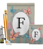 Butterflies F Initial - Bugs & Frogs Garden Friends Vertical Impressions Decorative Flags HG130136 Made In USA