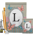 Butterflies L Initial - Bugs & Frogs Garden Friends Vertical Impressions Decorative Flags HG130142 Made In USA