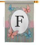 Butterflies F Initial - Bugs & Frogs Garden Friends Vertical Impressions Decorative Flags HG130136 Made In USA