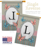 Butterflies L Initial - Bugs & Frogs Garden Friends Vertical Impressions Decorative Flags HG130142 Made In USA