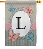 Butterflies L Initial - Bugs & Frogs Garden Friends Vertical Impressions Decorative Flags HG130142 Made In USA