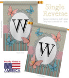 Butterflies W Initial - Bugs & Frogs Garden Friends Vertical Impressions Decorative Flags HG130153 Made In USA