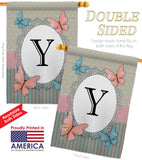 Butterflies Y Initial - Bugs & Frogs Garden Friends Vertical Impressions Decorative Flags HG130155 Made In USA