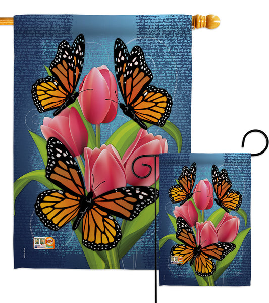 Monarch Butterflies - Bugs & Frogs Garden Friends Vertical Impressions Decorative Flags HG104078 Made In USA