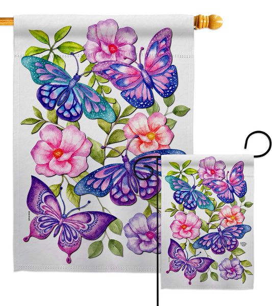 Colorful Butterflies - Bugs & Frogs Garden Friends Vertical Impressions Decorative Flags HG192697 Made In USA