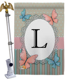 Butterflies L Initial - Bugs & Frogs Garden Friends Vertical Impressions Decorative Flags HG130142 Made In USA