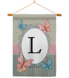 Butterflies L Initial - Bugs & Frogs Garden Friends Vertical Impressions Decorative Flags HG130142 Made In USA