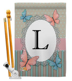 Butterflies L Initial - Bugs & Frogs Garden Friends Vertical Impressions Decorative Flags HG130142 Made In USA