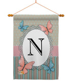 Butterflies N Initial - Bugs & Frogs Garden Friends Vertical Impressions Decorative Flags HG130144 Made In USA