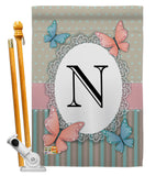 Butterflies N Initial - Bugs & Frogs Garden Friends Vertical Impressions Decorative Flags HG130144 Made In USA