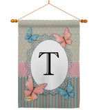 Butterflies T Initial - Bugs & Frogs Garden Friends Vertical Impressions Decorative Flags HG130150 Made In USA