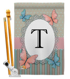 Butterflies T Initial - Bugs & Frogs Garden Friends Vertical Impressions Decorative Flags HG130150 Made In USA