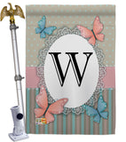 Butterflies W Initial - Bugs & Frogs Garden Friends Vertical Impressions Decorative Flags HG130153 Made In USA