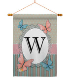 Butterflies W Initial - Bugs & Frogs Garden Friends Vertical Impressions Decorative Flags HG130153 Made In USA