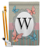 Butterflies W Initial - Bugs & Frogs Garden Friends Vertical Impressions Decorative Flags HG130153 Made In USA