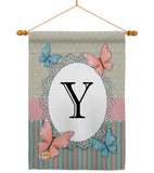 Butterflies Y Initial - Bugs & Frogs Garden Friends Vertical Impressions Decorative Flags HG130155 Made In USA