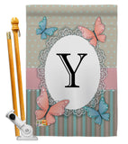 Butterflies Y Initial - Bugs & Frogs Garden Friends Vertical Impressions Decorative Flags HG130155 Made In USA