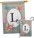 Butterflies L Initial - Bugs & Frogs Garden Friends Vertical Impressions Decorative Flags HG130142 Made In USA